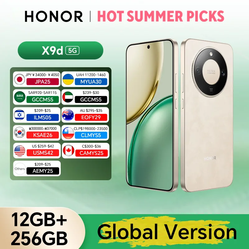 New Global Version HONOR X9d 12GB+256GB 5G Smartphone 6.79'' 120Hz AMOLED Screen 108MP AI Main Camera 8300 mAh 66W Supercharging
