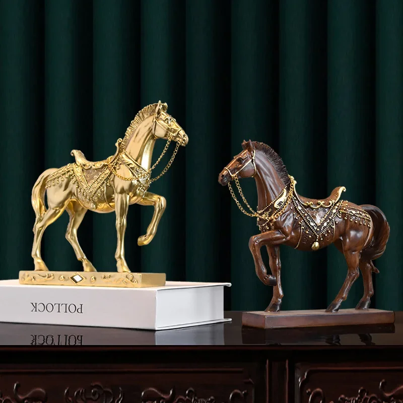 Figurine Collectible Horse Ornament Tabletop Decoration Sculpture for Furniture Desk Decoration Bookcas Office Home Decor