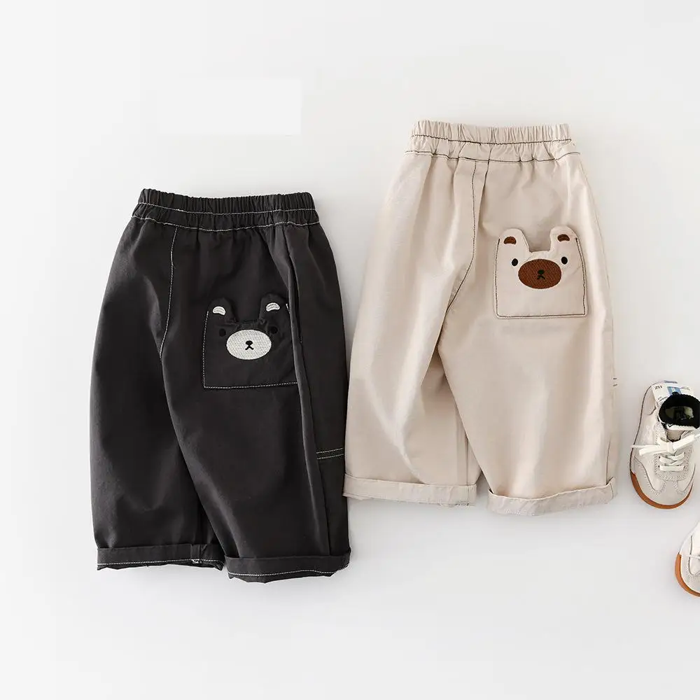 2026 Spring New Baby Casual Pants Cotton Infant Girls Loose Harem Pants Toddler Boys Cartoon Bear Trousers Children Clothes