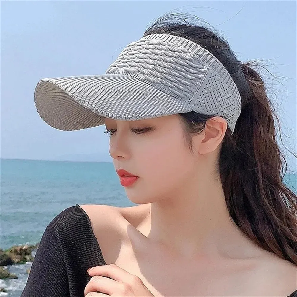 Women Anti-UV Sun Hats Breathable Adjustable Empty Top Visor Caps for Men Tennis Golf Running Travel Beach Sport Outdoor Hat 1PC