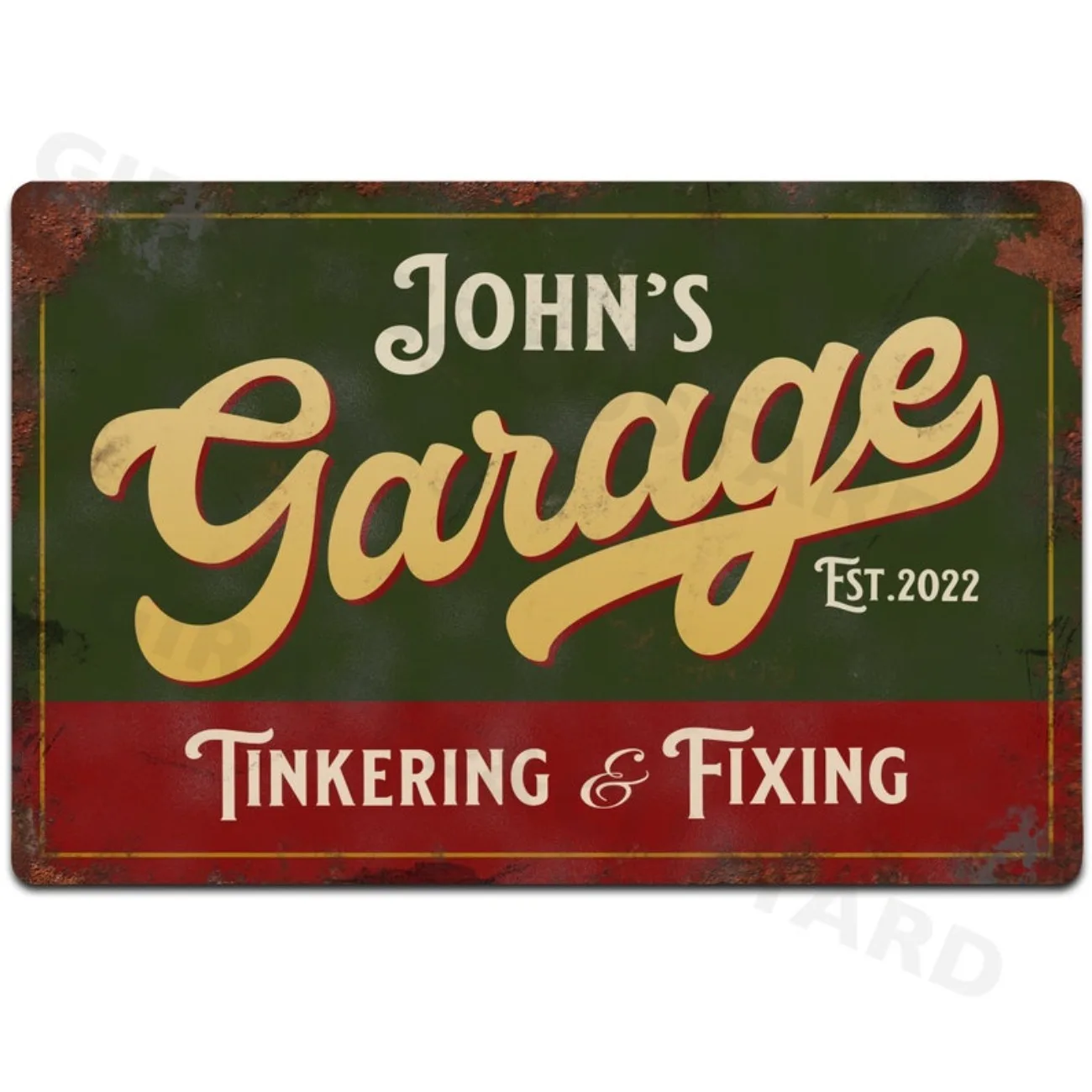 Custom Personalised Garage Metal Sign - Waterproof Aluminium Workshop Decor, Vintage Retro Wall/Door Accessory Plaque. view 3