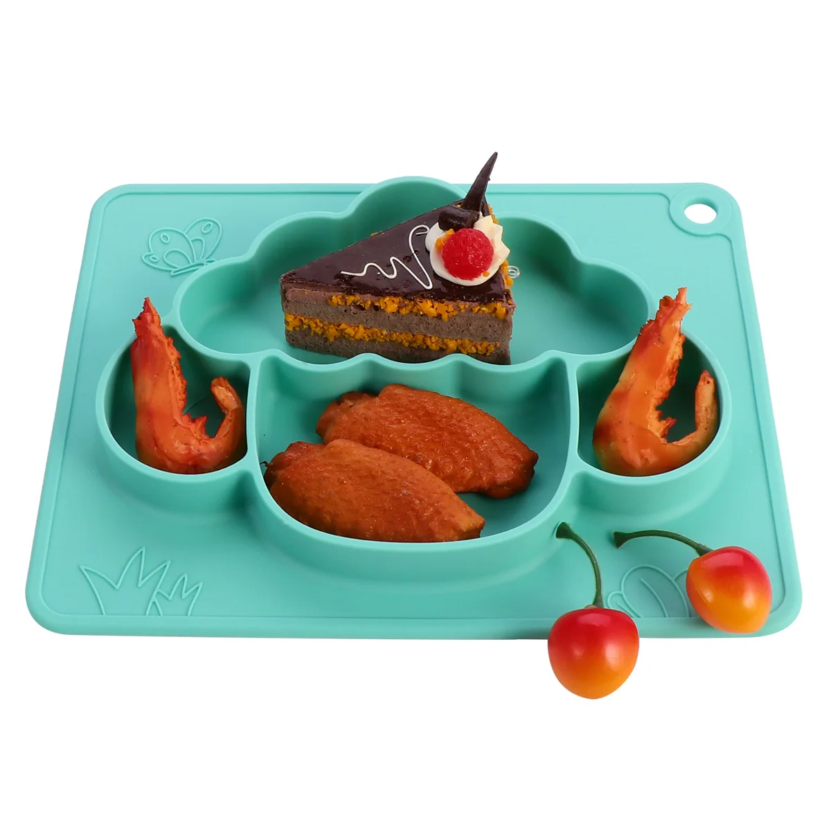

Silicone Tableware Non Slip Kids Dishes Food Feeding Plate Toddler Supplementary Green Temperature Resistant Elastic Safe