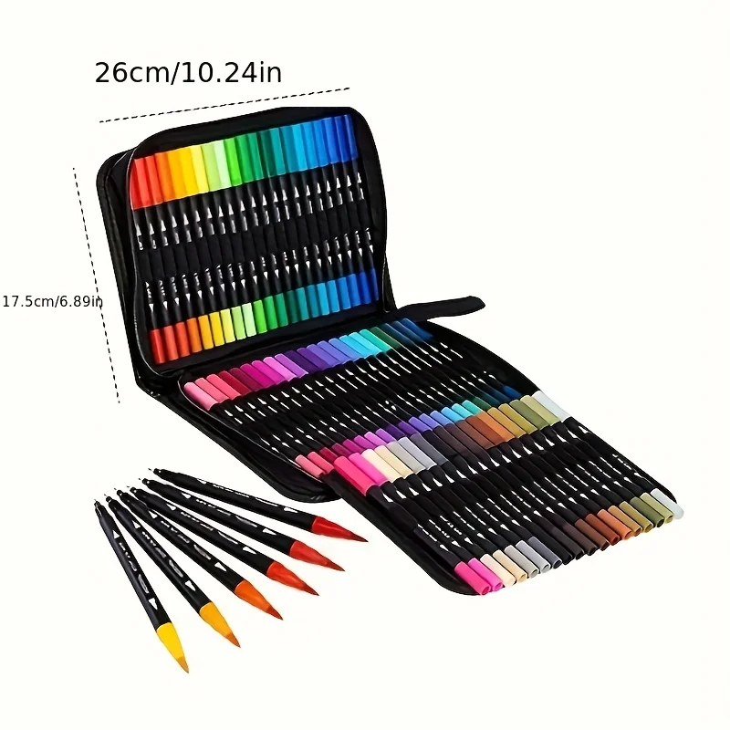 LOLEDE 60 Colors Double Head Markers Tip Art Supplies Drawing Brush Pen Colors Set For Gift Pens Pencils Writing Office School view 2