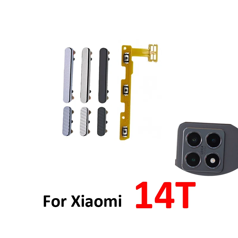 For Xiaomi MI 14T Phone Power Volume Button New On Off Up Down External Key Internal Flex Cable Repair Parts Black Blue