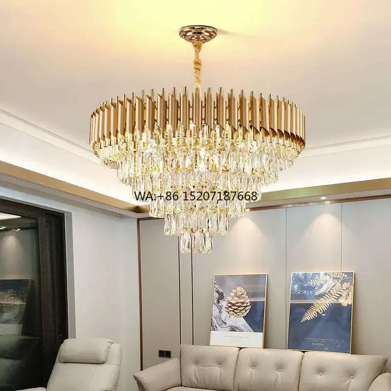 Modern Nordic Luxury s Custom Hotel Wedding Decor Large   Gold Lustre-Salon Crystal Oval/Long/Square for