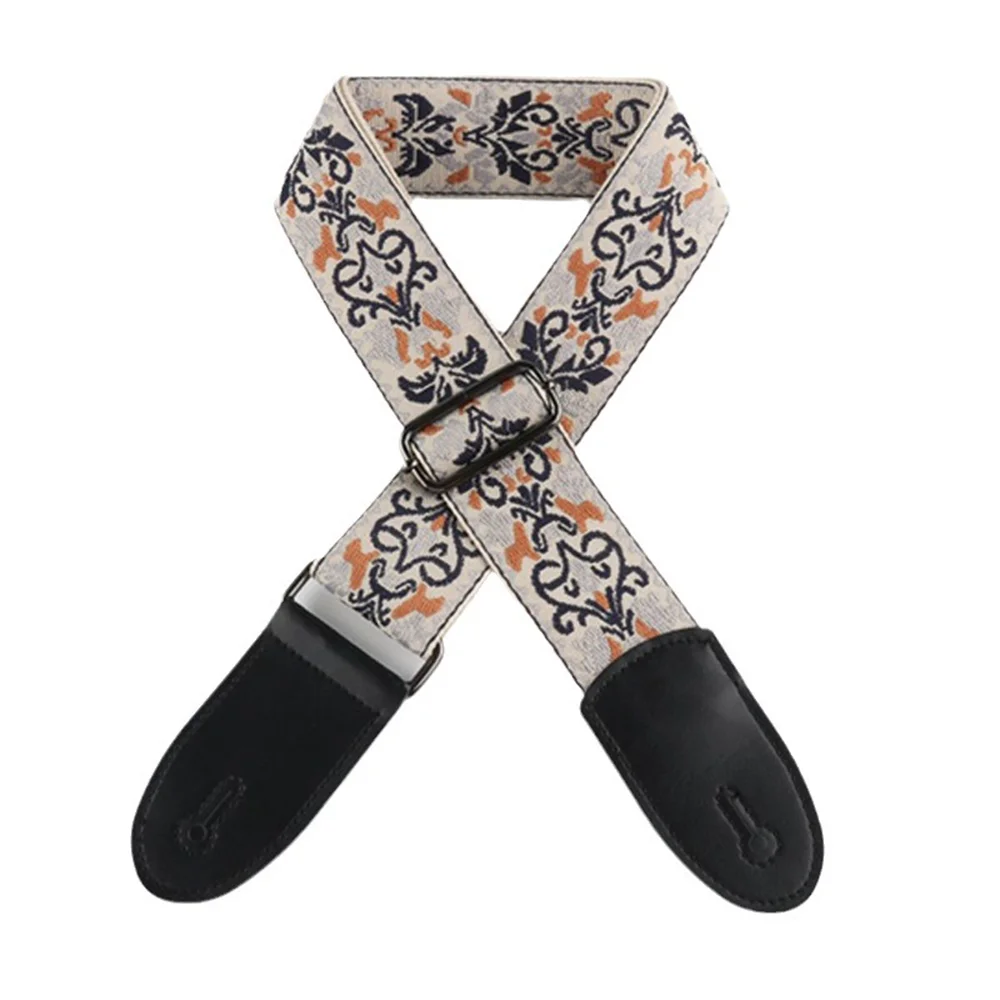 

5CM Guitar Strap Adjustable High-Grade Printing Ethnic Style Pure Cotton Embroidery Electric Acoustic Guitar Accessories