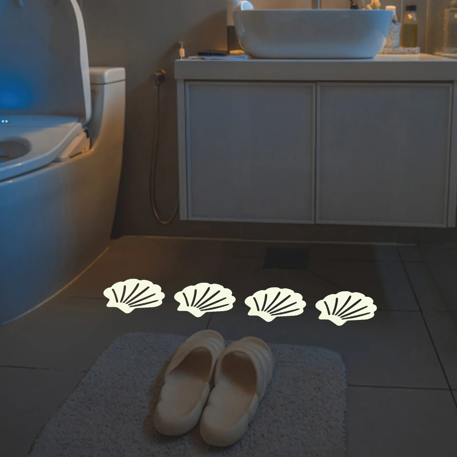 Non Slip Bathtub Stickers Anti-slip Shell-Shaped Stickers Anti-Slip Bath Stickers Easy Peel Installation Nighttime Safety