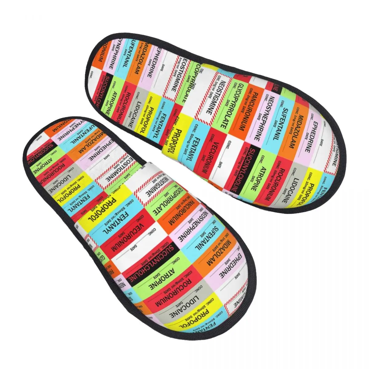 

Custom Medical Nurse Anesthesia Medication Labels Comfy Scuff Memory Foam Slippers Women Hotel House Shoes