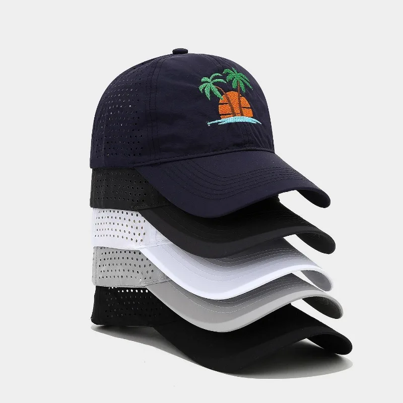 

Coconut Tree Embroidery Baseball Cap Quick Dry Breathable Beach Sun Hat Water-Repellent Summer Sport Cap Women Men Unisex