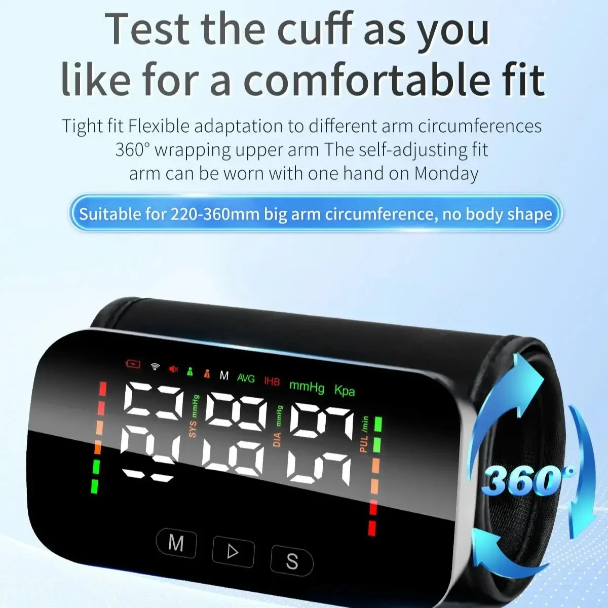 Wifi Arm Integrated Blood Pressure Monitor LCD Large Display Screen Voice Broadcast YTYPE-C Charging Interface Electronic