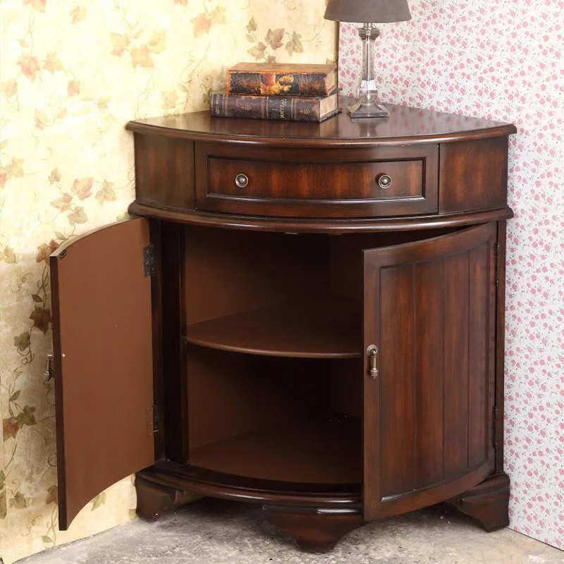 Factory Wholesale Corner  Fan Cabinet Triangle Cabinet Corner Cabinet Shelf American Living Room Furniture Complete Corne
