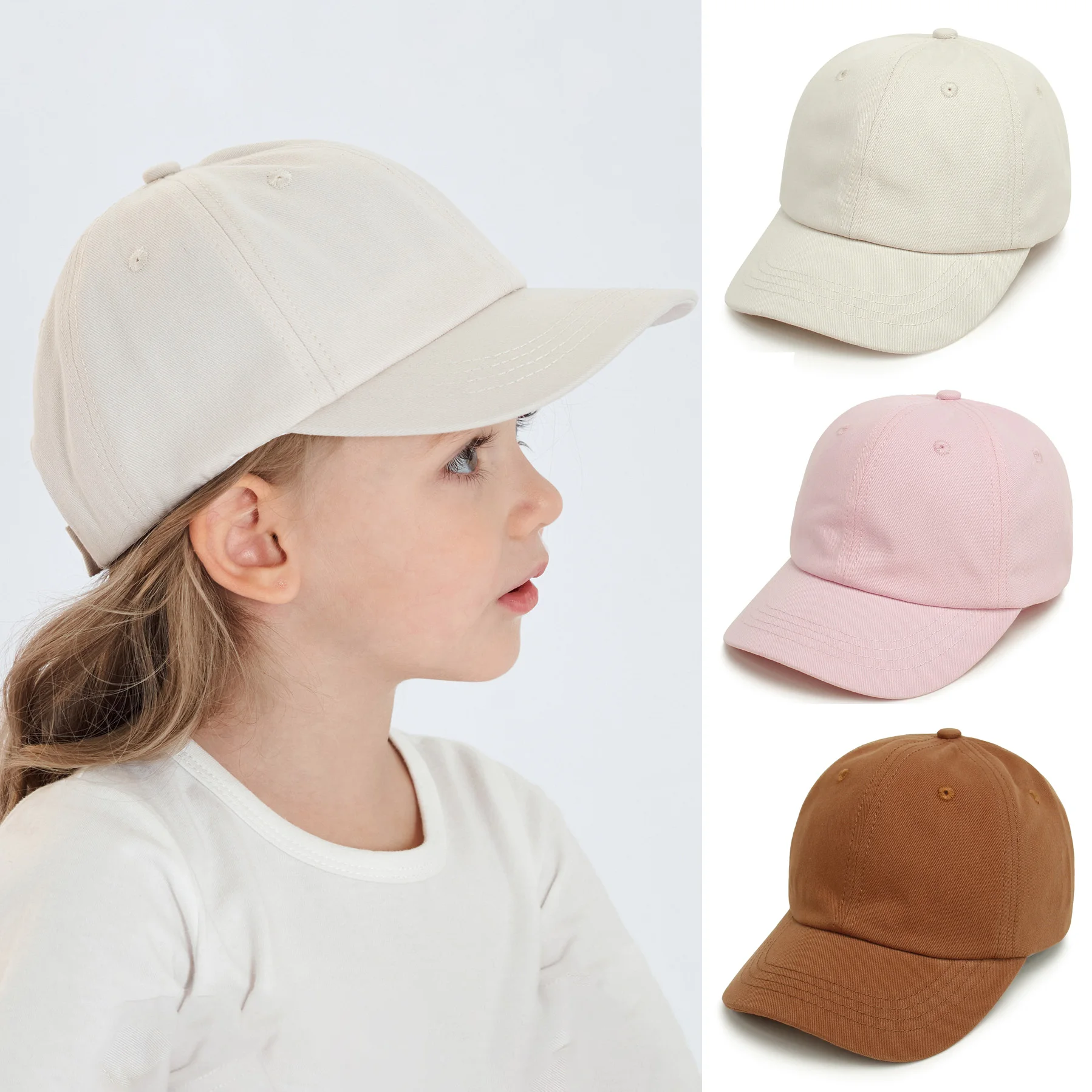 2023 Baby Baseball Cap Simple Solid Color Girls Sun Caps Children Travel Outdoor Boys Hat Adjustable Casual Accessories 8M-5Y