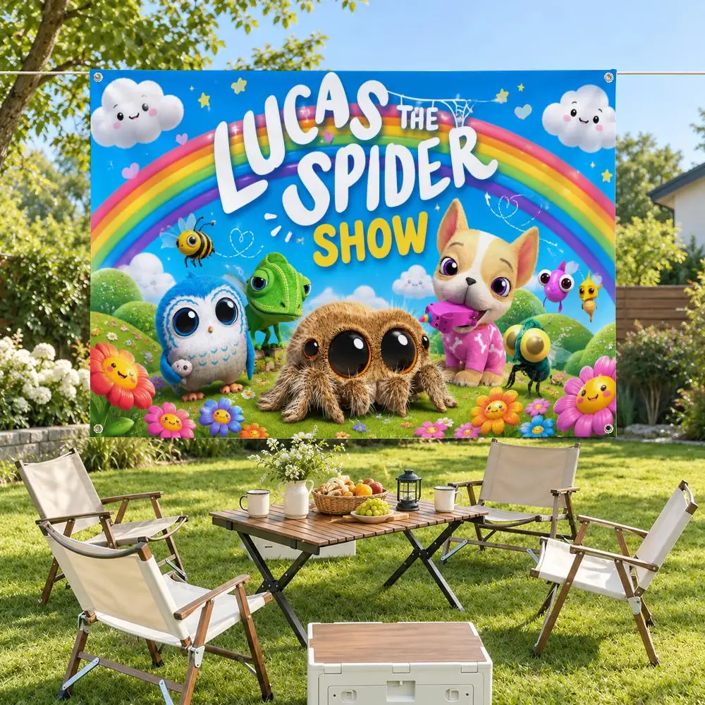 Animation Lucas the Spider Flags Modern Fabric Banner Pennants Bedroom Garden Party Birthday Wall Ornament Decor