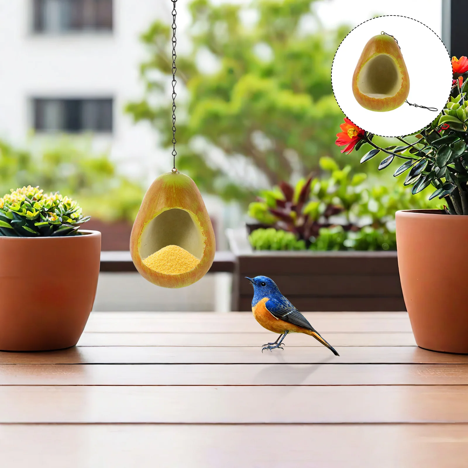 

Creative Pear Shaped Bird Feeder Hanging Outdoor Weatherproof Large Capacity Feeding Bowl For Garden Backyard Balcony Durable