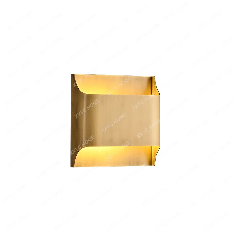 

R Brass Wall Lamp Modern American Villa Staircase Living Room Bedroom Background Wall Atmosphere Lamp
