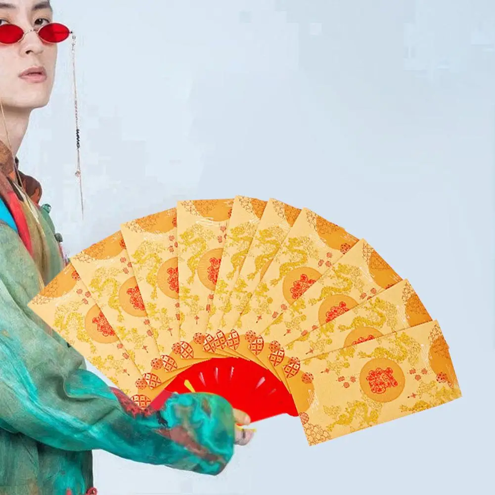 2025 ปีงูใหม่ปีพัดลมสีแดงซองที่ดีที่สุดกระเป๋าของขวัญ Red Wish พับ Lucky เงิน L2H8 ซองจดหมาย V6Z5