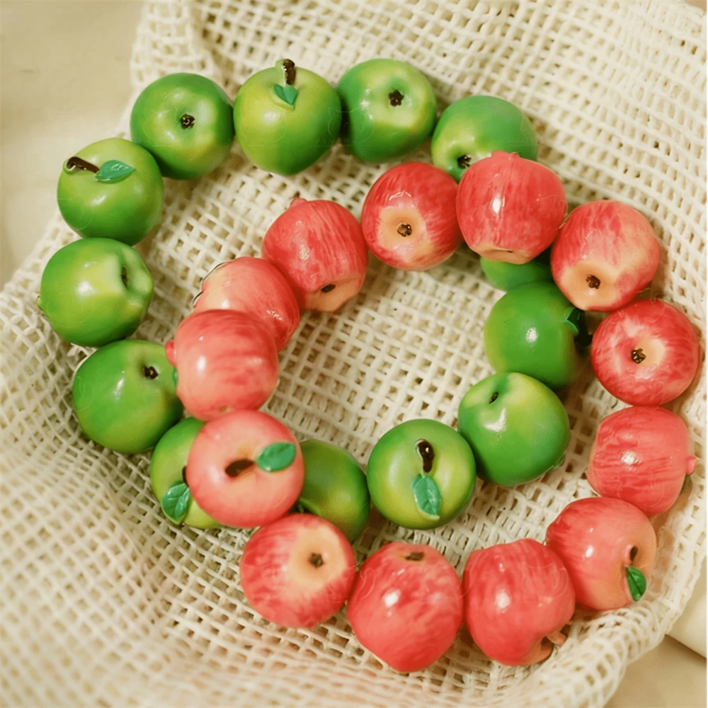 Funny Delicious Fruit Bracelets Cute Apple Pear Orange Stackable Bracelet Set for Women Summer Beach Jewelry