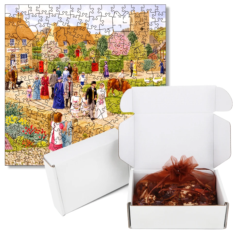 Wooden Village Wedding  Jigsaw Puzzle For Holiday Gifts Wood Puzzles Board Game Wood Farm Puzzle Toys For Children