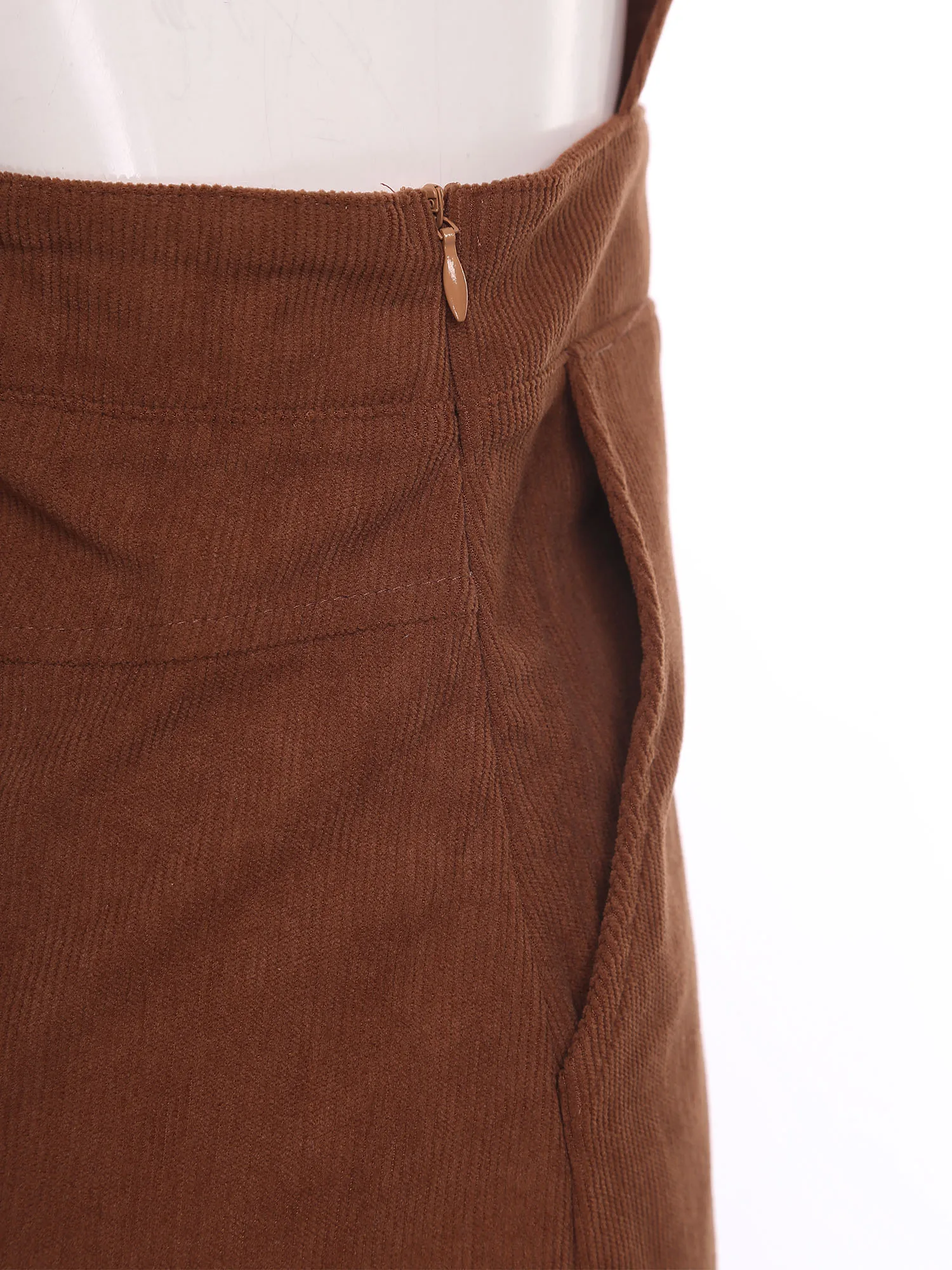 Womens Clothes V Neck Crossing Split Overall Dress Corduroy Suspender Dress Knee-length Bodycon Dress Fashion Female Clothing