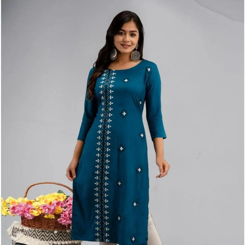 Women Kurt Casual Dress Long Sleeve Straight Casual Ethnic Flower Mandarin O-Neck Round Regular Size  Design Suitable