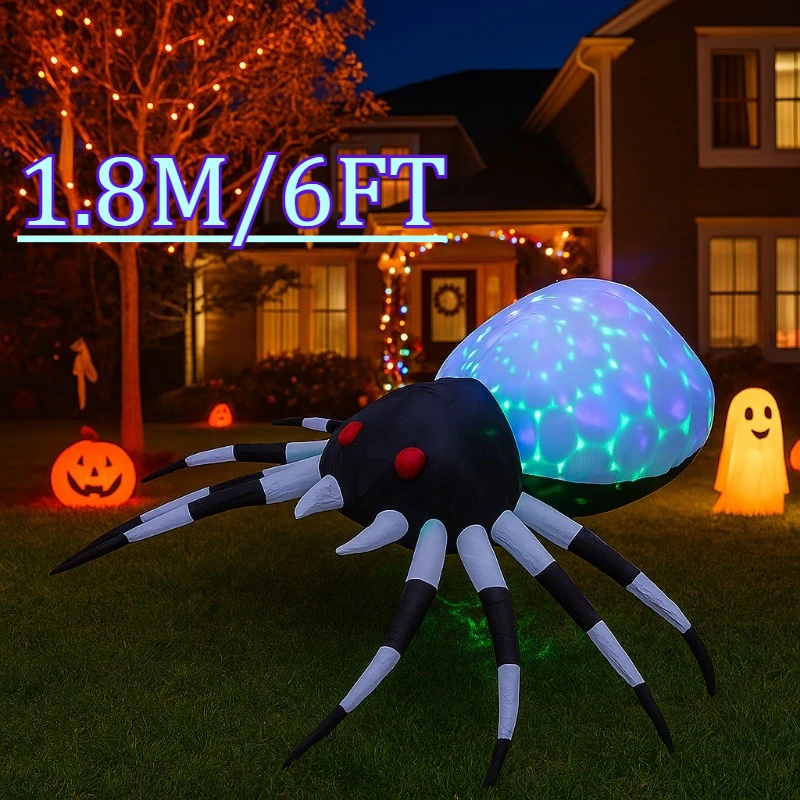 

6 футов вечерние и праздничные украшения «сделай сам» на Хэллоуин, надувной паук с волшебным светом, надувные надувные игрушки для наружного декора сада
