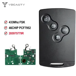 Chiave per auto Smart Card senza chiave YOCASTY PCF7952A 433MHz per Renault Zoe Megane III Fluence Laguna III Scenic dal 2009 al 2015