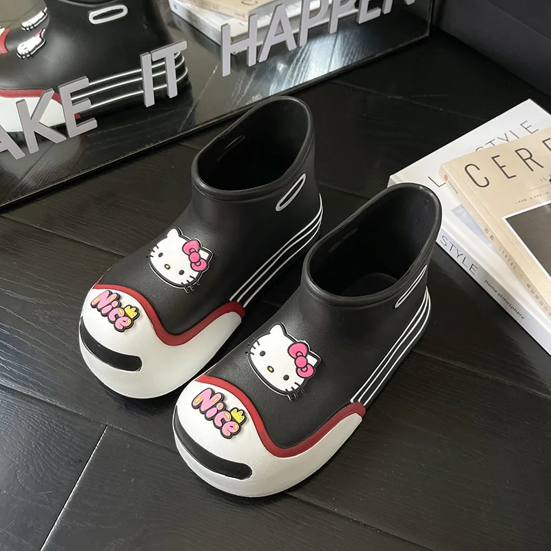 Sanrio Hello Kitty Girls Rain Boots Kawaii Cartoon Cat Figure Medium Waterproof Shoes Soft Sole Anti-Slips Rain Glue Boots Gifts