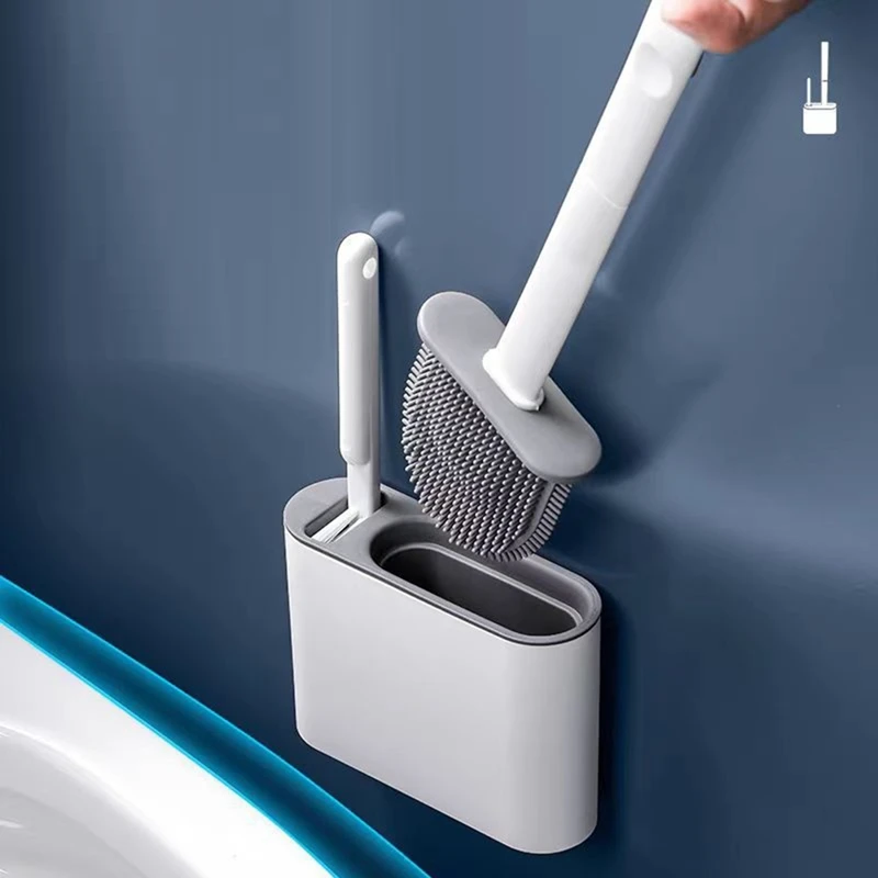 

AT44-No-Dead-Angle Toilet Brush Household Toilet Cleaning Brush Wall-Mounted Toilet Cleaning Kit