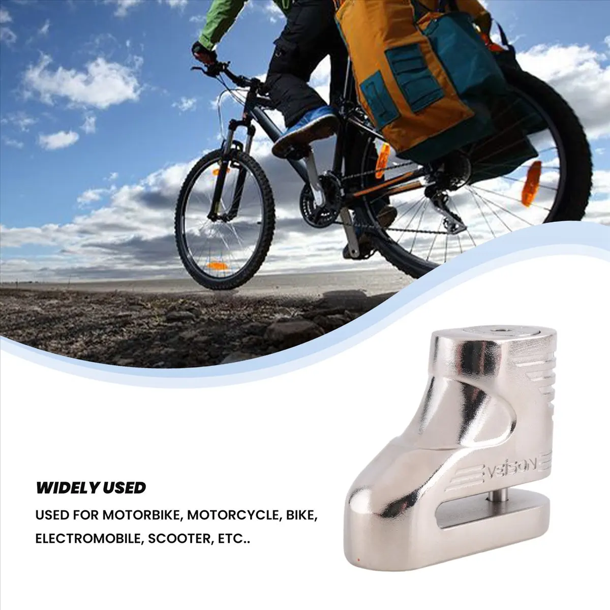 T34C  Motorcycle Disc Brakes Lock 5Mm Mtb Bicycle Electric Car Bike Disc Lock Motorcycle Theft Pretection Brake Lock—Silver