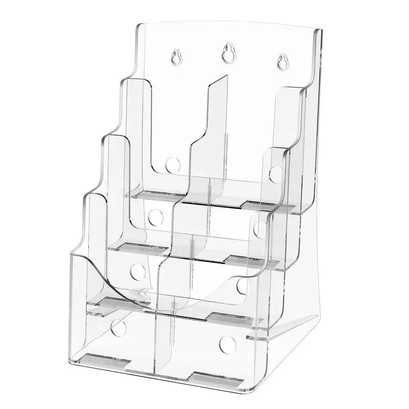 

Transparent Literature Rack 8.5 x 11 inch For Office Exhibition Reception, 4-Tier Clear Acrylic Document Display Plastic Pamphlet Organizer Removable Divider Countertop Wall Mount Vertical Orientation