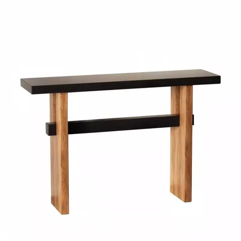 

Medieval style solid wood entrance table against the wall when entering the house