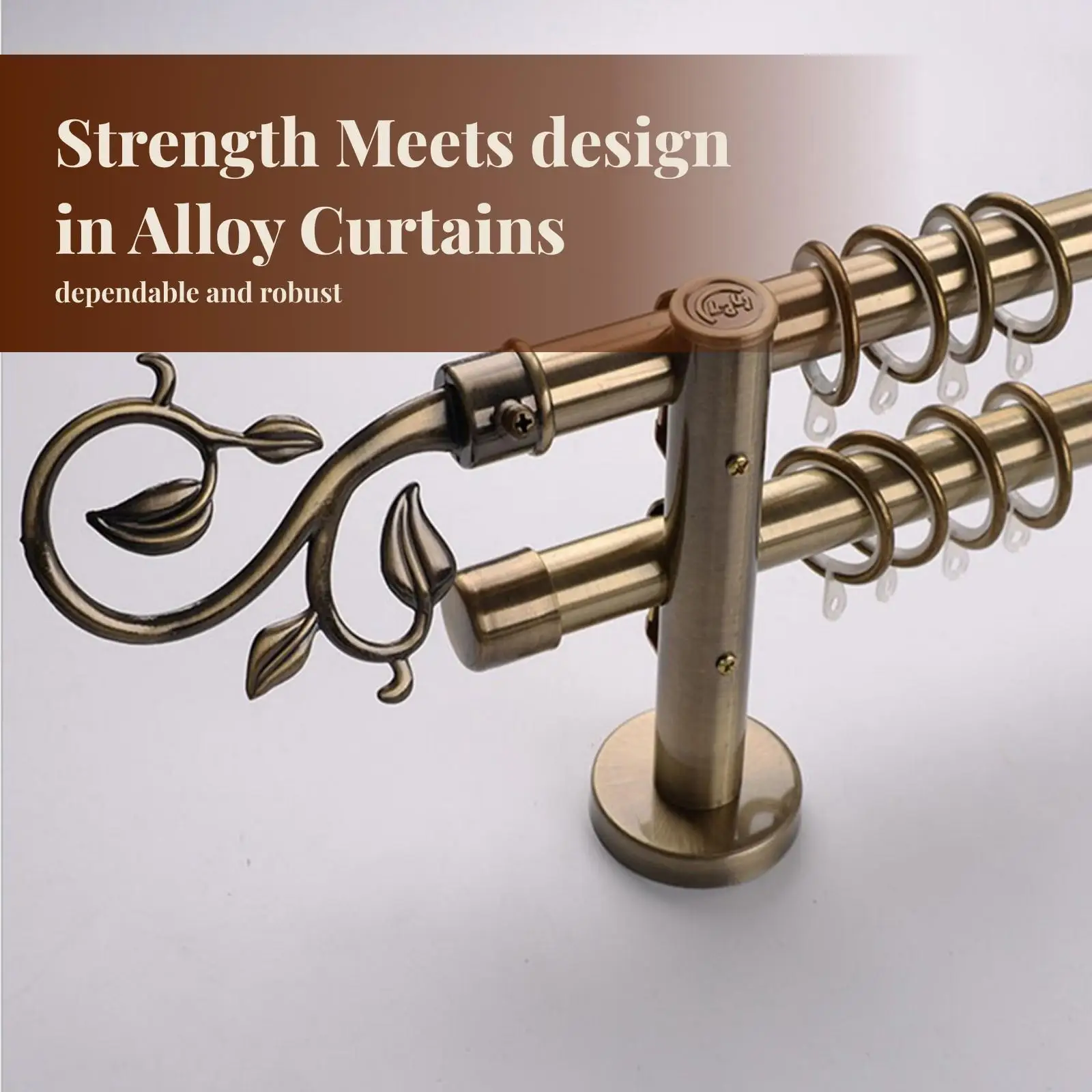 Curtain Rod End Caps Aluminum Alloy Vintage Finials Pole Head Ornaments for 28mm Window Bracket Holders
