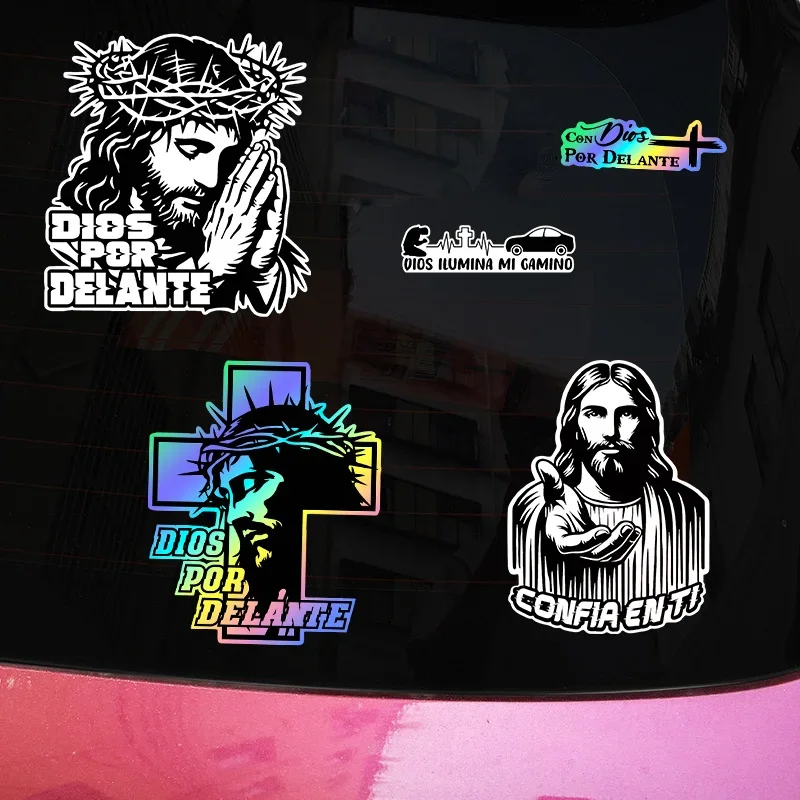 8PCS Religious Vinyl Stickers Waterproof Hexagon Self Adhesive Decals No Residue Glossy Car Motorcycle Truck SUV Decor