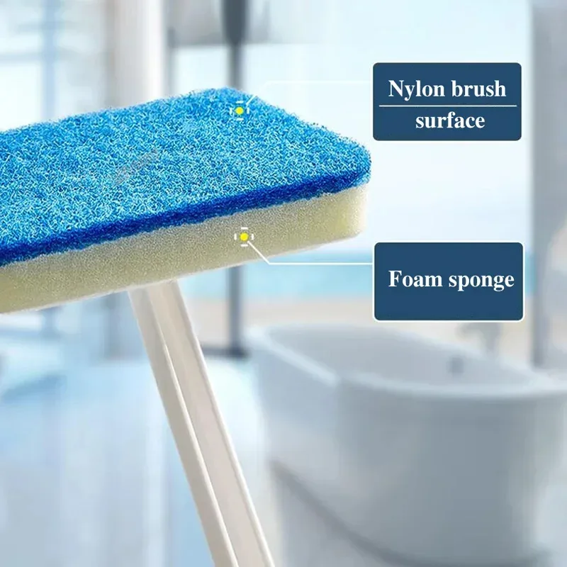 Portable cleaning bathroom wall brush multifunctional long handle detachable sponge brush tile floor bathtub brush shell image 6