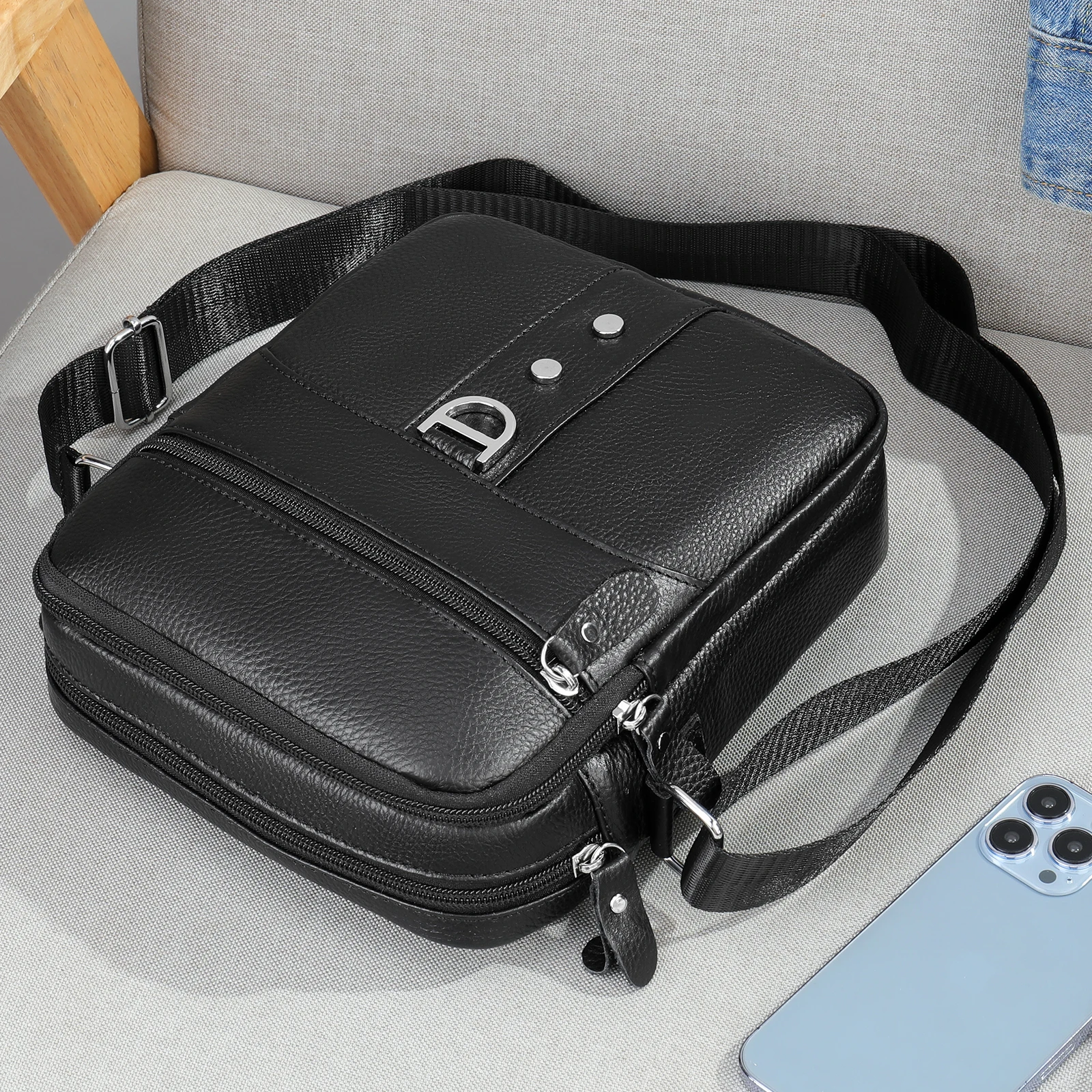 MVA Leather Crossbody Bag For Men Shoulder Bags Casual Sling Sac Bolso Hombre Bandolera Borsa Tracolla Uomo Sacoche Homme Luxe