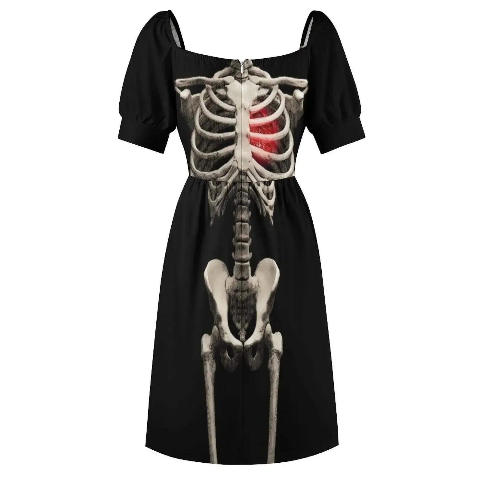 Skeleton Love (Halloween) Robe à manches courtes Robe de bal Robe de costume d'été pour femme