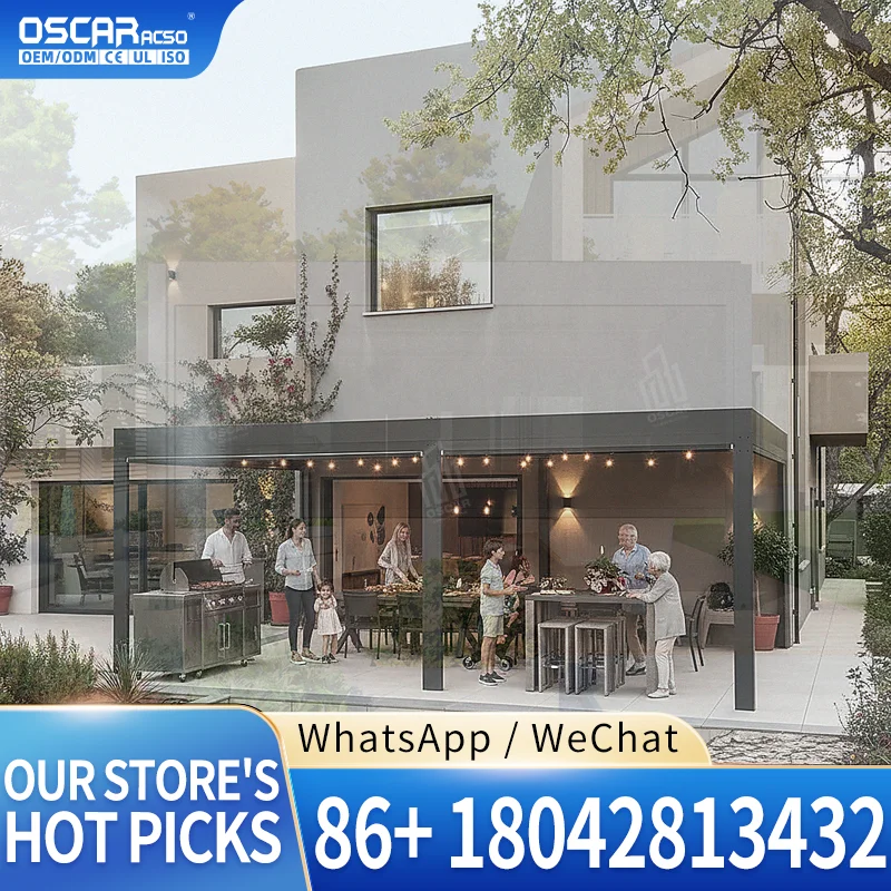 High Quality Modern Manual Outdoor Waterproof Aluminium Bioclimatic Structure 3x3 3x4 for Garden Patio Backyard pergola