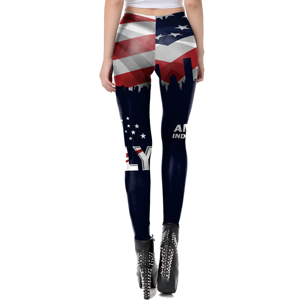 Nadanbao Independence Day Holiday Party Pants Women Patchwork Printing Sexy Trousers Female Elastic Tights Leggings