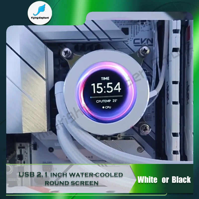 PC CPU AIO Water Cooler Monitor 2.1'' Expand Screen UI+ Dynamic Background Player 480*480R Rotatable Software Drive