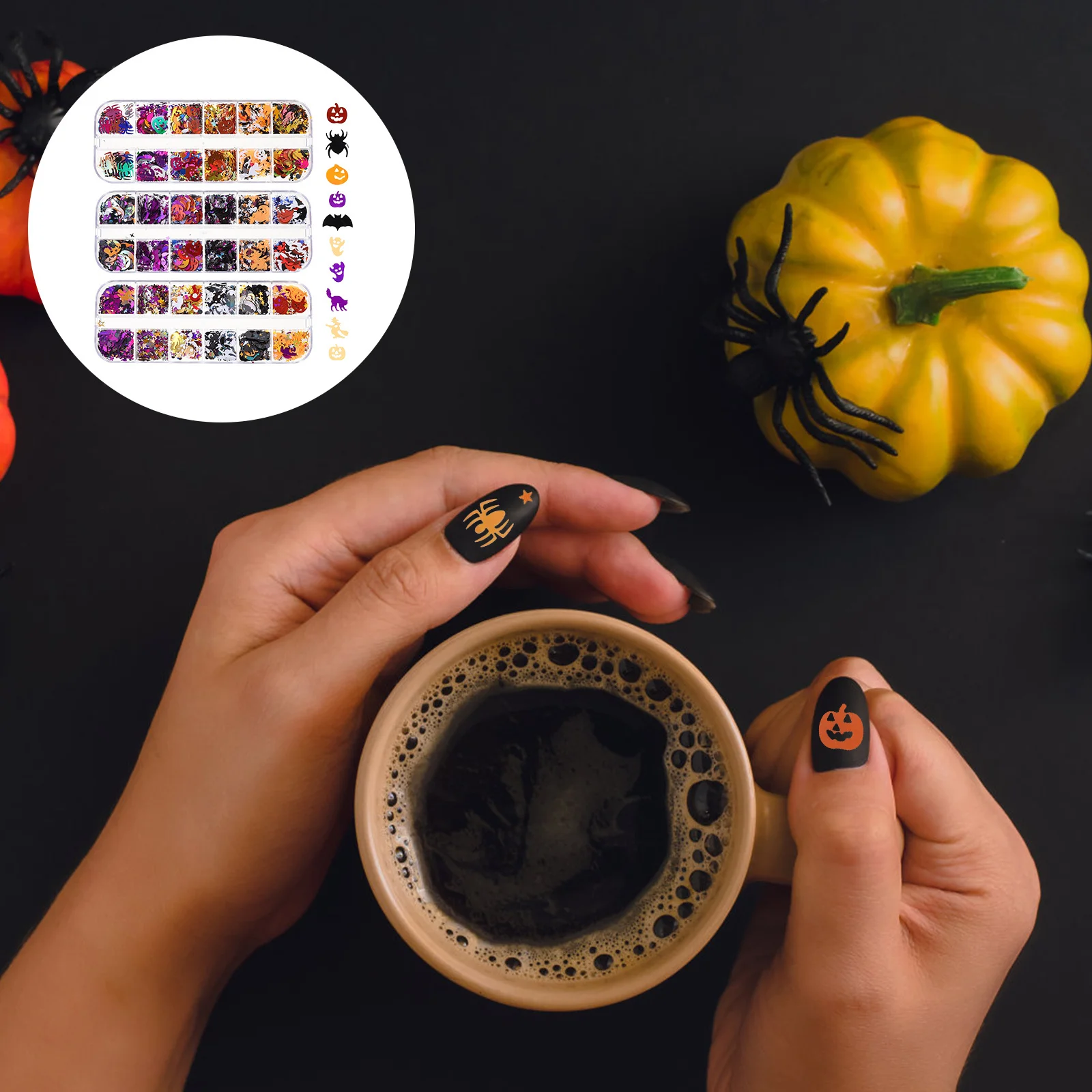 

Halloween Nail Sequins 3D Glitter Flakes For Diy Manicure Decor Natural Fake Nails Nail Art Charms Decoration Supply