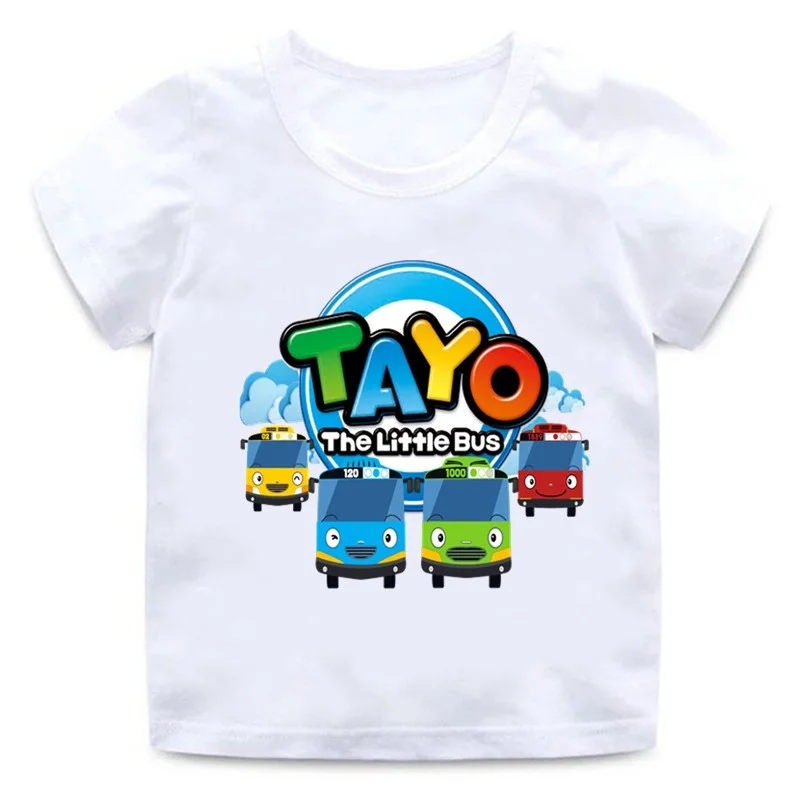 Tayo the Little Bus Cartoon Kids Print Funny Summer Tops Men Women Adults Children Boy Gril Kids Parent Child Cotton T shirt