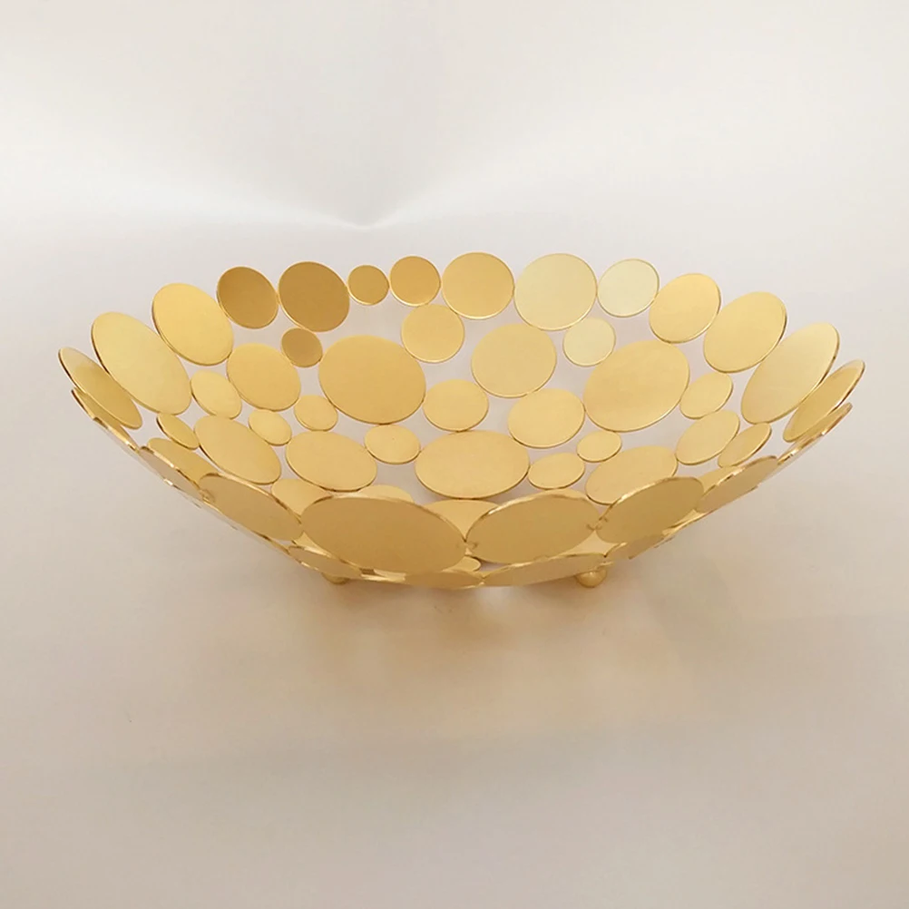 

Iron Fruit Plate Hollow Round Bread Storage Basket Vegetable Holder Food Tray Eco Friendly Kitchen Craftsmanship
