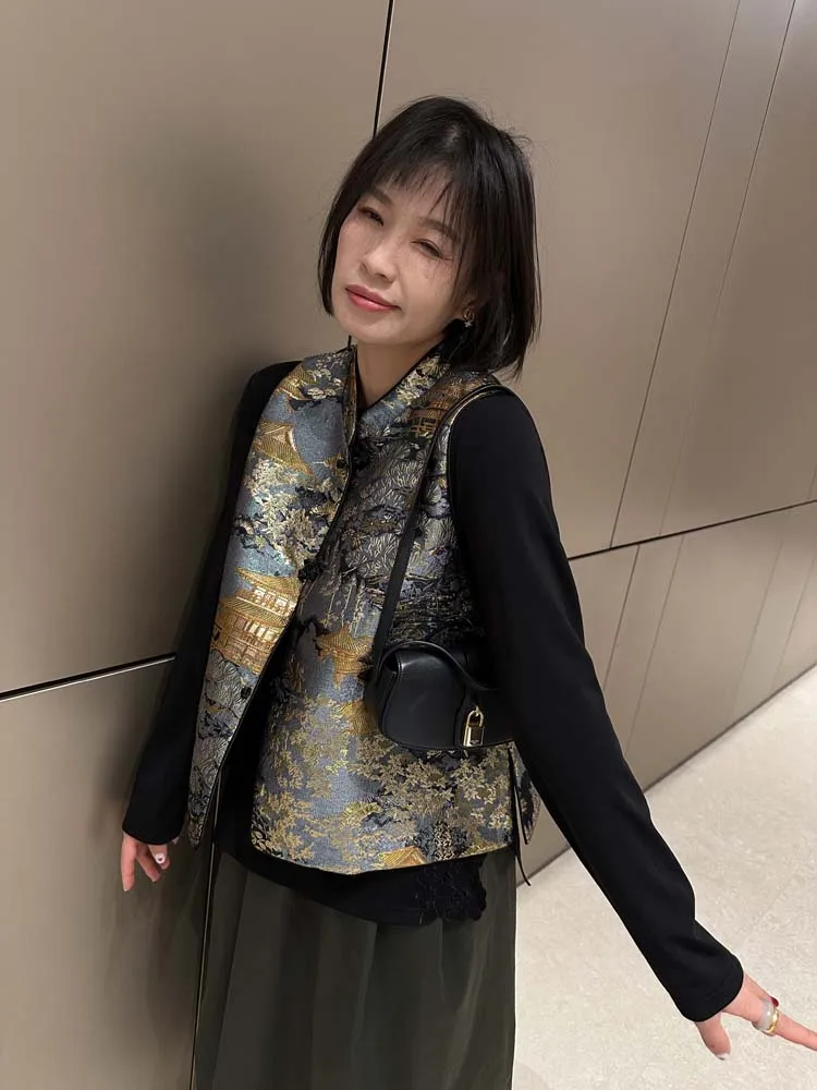 

Шелковый топ с вышитым воротником, двусторонний, из китайского ацетатного материала, без бренда, стандартный крой, свободный крой