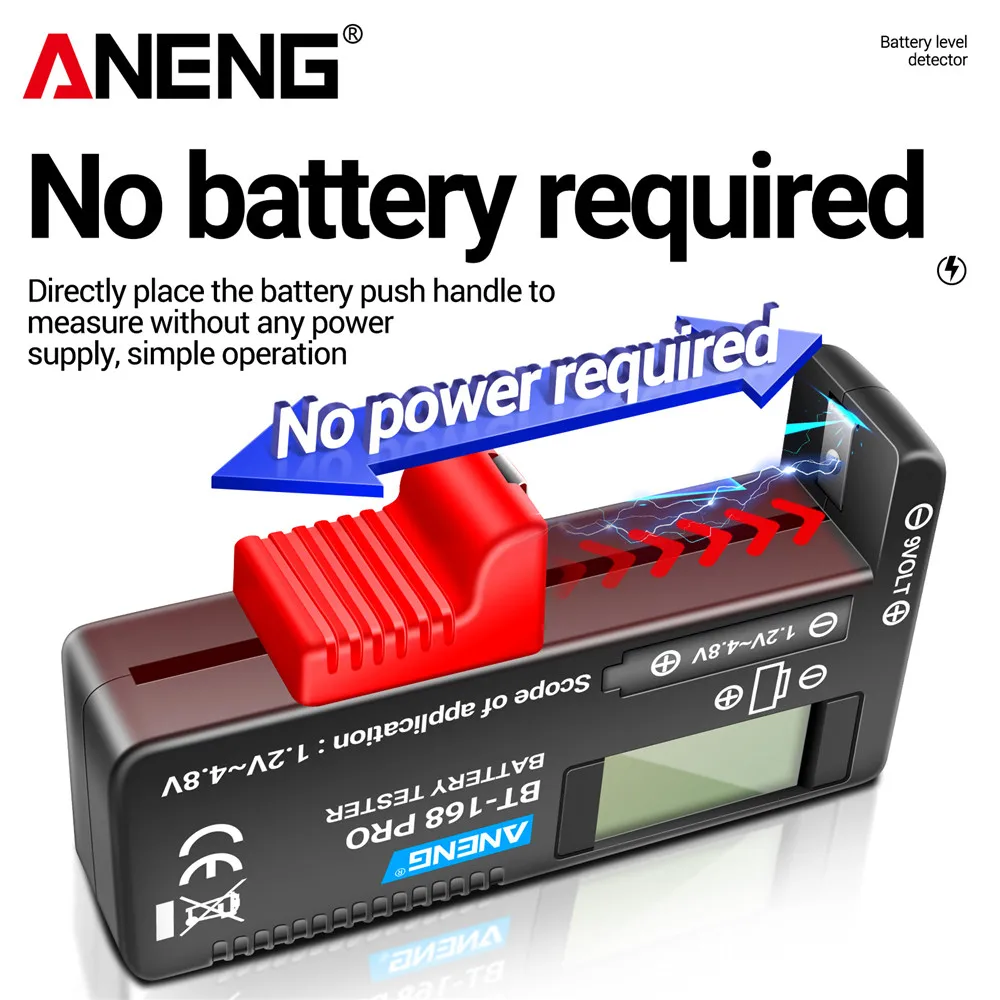 ANENG BT-168 PRO Universal Battery Tester Capacity Checkered  load analyzer Battery Digital Tester 9V/AAA/ AA Button Cell Tester
