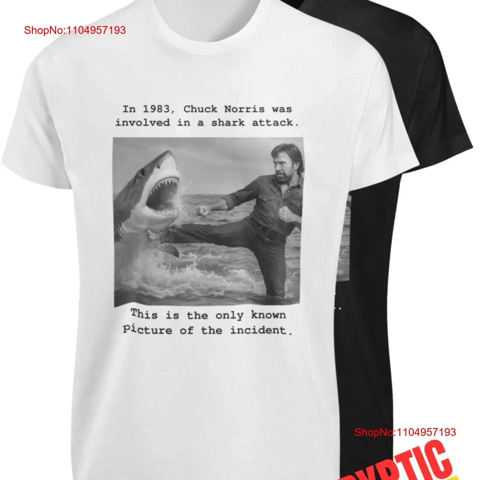 Chuck Norris Survived a Shark Attack T SHIRT Funny Did You Know Photo Fact TEE vintage Washed fashion Breathable Slightly