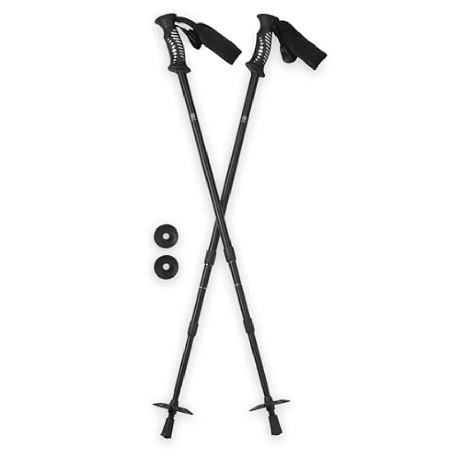 

Trekking Poles Pair, Black,Lightweight 7075 Aluminum Hiking Support Walking Stick, Comfort-Grip Handles, All-Terrain Baskets an