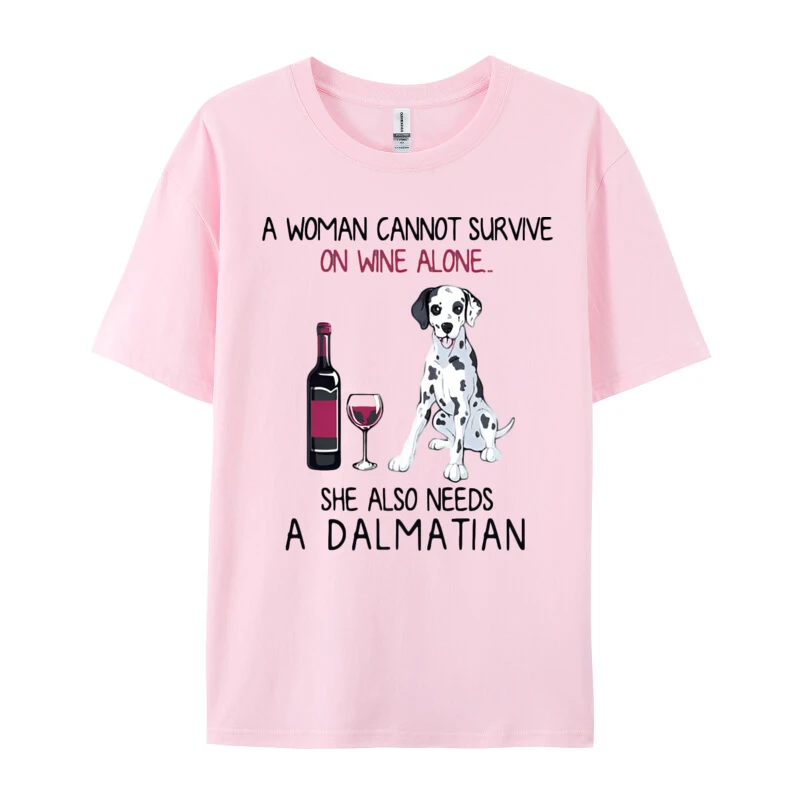 Vintage Dalmatian And Wine T-shirt Men T Shirt Funny Dog Fitted Shirt Latest Design Clothing 100% Cotton Gift Idea T-Shirt