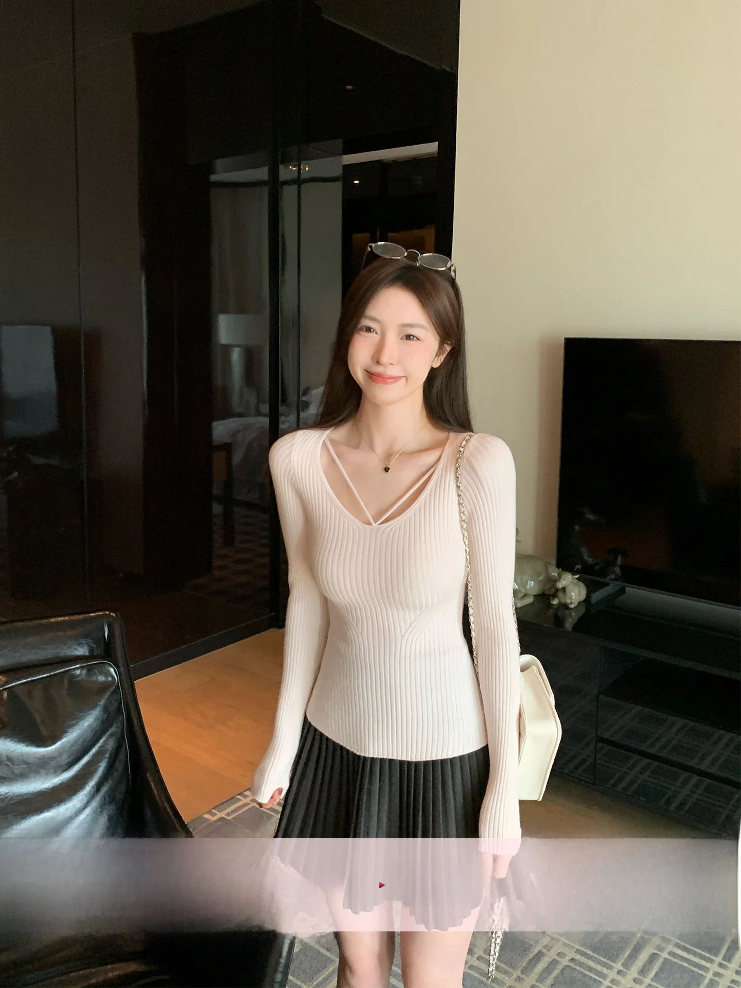 

Женский вязаный свитер Morning Bloom Pure Desire Pink с длинными рукавами, облегающий, для ранней весны, базовый топ для похудения