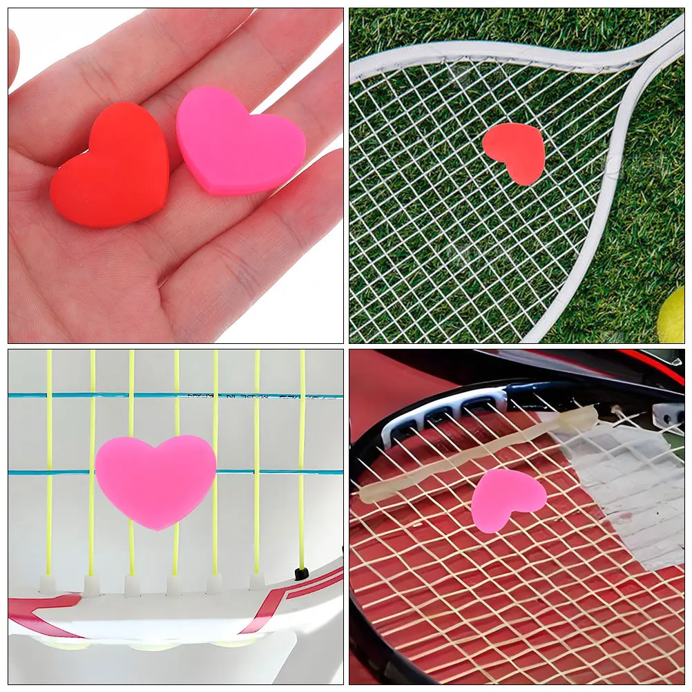 4 قطعة مخمدات اهتزاز التنس سيليكون القلب مضرب امتصاص الصدمات لتجربة اللعب المريحة التنس المثبط القلوب #1