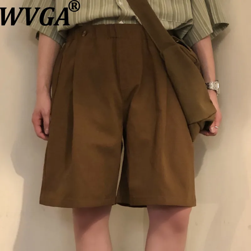 

WVGA Coffee Color Loose Five-Point Pants Trendy Japanese Retro Casual Straight Workwear Shorts Men's American Style W18291